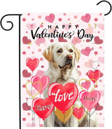 White Lab Valentine Garden Flag Valentines Day Flags for Outside 12x18 Double Sided Small Yard Flags Labrador Dog Valentine's Day Decor Outdoor Lawn Valentines Banners Front Porch