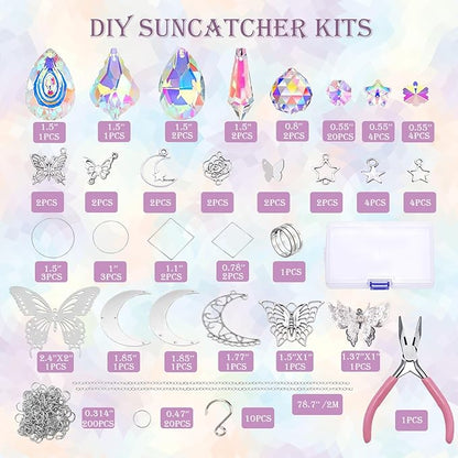 Lyukii 300 Pcs DIY Suncatchers Making Kits Craft for Adults Crystal Suncatchers for Window Hanging Sun Catcher with Chain Rainbow Maker Crystal Prisms Decor for Home Garden Party Wedding Ornament