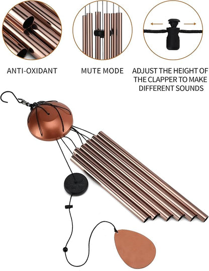 Large Alu Wind Chimes 37 Inch Zen Atmosohere A Gift for Mon Neighbor Suit for Garden Outdor Yoga Patio Decoration Unisex Brown