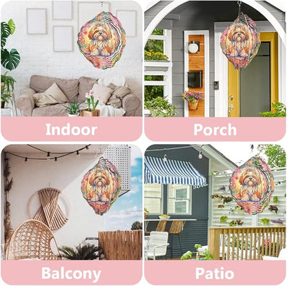 Shih Tzu Wind Spinner, Dog Wind Spinners, Wind Spinner Hanging for Outdoor & Indoor Décor, Unique Gifts for Yard Garden Decoration or Patio Décor (Shih Tzu 2)