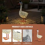 Porch Goose Garden Statue, Solar Metal Goose Yard Statue, 20 Inches High Geese Decoration, Garden Decor for Outside, Outdoor Goose Figurine for Patio, Porch, Yard, Lawn Ornament, Garden goose Gift