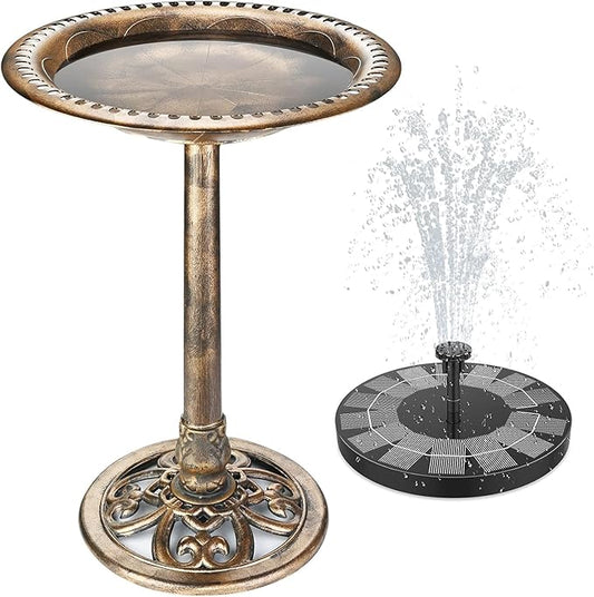 AISITIN Bird Bath Outdoor, Polyresin Lightweight Birdbath for Garden with 2.5W Solar Fountain, Used in Outside, Patio, Pond, Solar Fountain for Bird Bath
