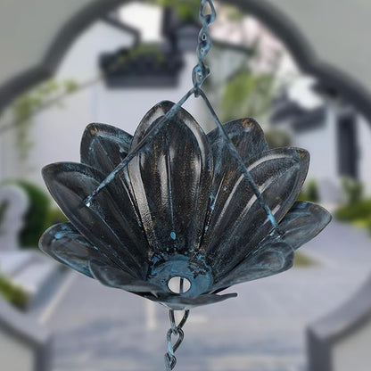 TZSSP Rain Chains Decorative Rain Chain Bell with 12 Cups, Decorative Rain Catcher 8-1/2 Length, Blue