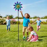 360° Metal Wind Spinner Outdoor,13" Kinetic Wind Sculptures for Yard and Garden with Metal Stak,Large Waterproof Pinwheels Gift for Women, Mom, Grandama