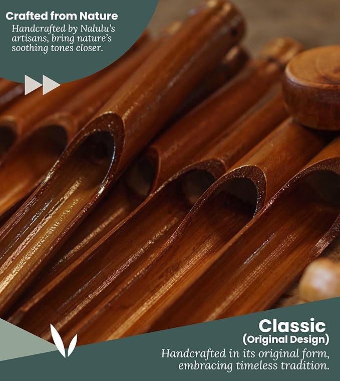 Nalulu Classic Bamboo Wind Chimes - Outside Outdoor Wood Wooden Windchimes, Small, Handcrafted with Calming Deep Tones, Ideal Home Decor or Gift for Any Occasion