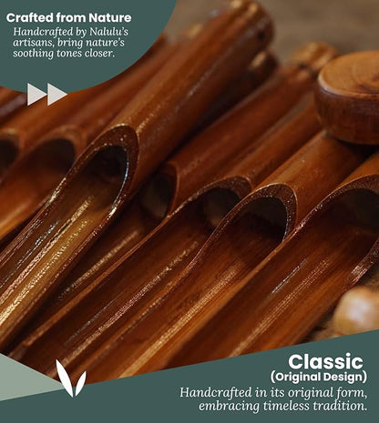 Nalulu Classic Bamboo Wind Chimes - Outside Outdoor Wood Wooden Windchimes, Medium, Handcrafted with Calming Deep Tones, Ideal Home Decor or Gift for Any Occasion