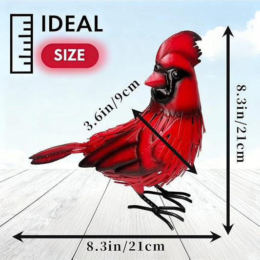 Metal Red Cardinal Garden Decoration Statue Metal Bird Yard Art Red Bird Sculpture for Outdoor Patio & Indoor Home Decor - Gifts for Mom Grandma