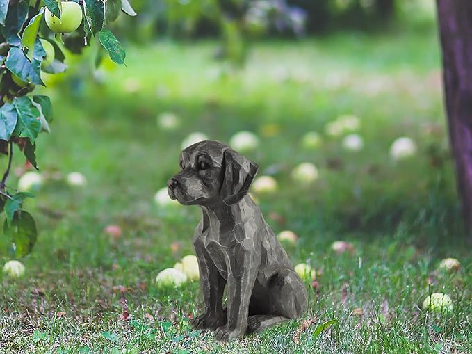 Clever Resin Dog Figurine for Garden Gray Retriever Statue Extraordinarily Life-Like Labrador Dog Statue Home Decor Amazing Likeness Hand Painted Resin 11 inch