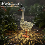Porch Goose Garden Statue, Solar Metal Goose Yard Statue, 20 Inches High Geese Decoration, Garden Decor for Outside, Outdoor Goose Figurine for Patio, Porch, Yard, Lawn Ornament, Garden goose Gift