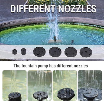 Solar Water Fountain for Bird Bath,Solar Bird Bath Fountains Pump with 6 Nozzles Monocrystalline Silicon Square Floating Outdoor Solar Water Pump for Garden, Pond, Pool