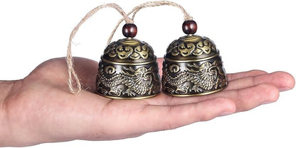 Chuangdi 2 Pcs Fengshui Bell Vintage Dragon Bell Fengshui Wind Chimes Good Luck Hanging Supplies for Home Garden Good Luck Blessing Patio Yard Indoor Outdoor Front Door Decorations(Dragon)
