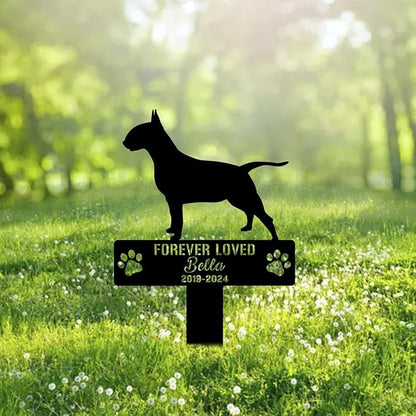 Custom Bull Terrier Dog Metal Memorial Garden Stake Personalized Pet Grave Marker Name Sign Remembrance Stake Decor Sympathy Dog Loss,Outdoor Statues for Yard Garden Lawn Patio Pathway Grave.