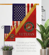 Home of Marine Corps Burlap Garden Flag - Set Wall Holder Armed Forces USMC Semper Fi United State American Military Veteran Retire Official - House Banner Small Yard Gift Double-Sided 13 X 18.5, thick burlap