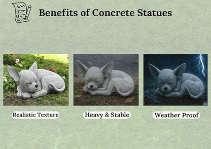 Chihuahua Memorial Stone Garden Statue Outdoor Dog Sculpture Yard Pet Loss Decoration Sleeping Puppy Painted Figurine Backyard Ornament Dog Grave Marker Sympathy Art