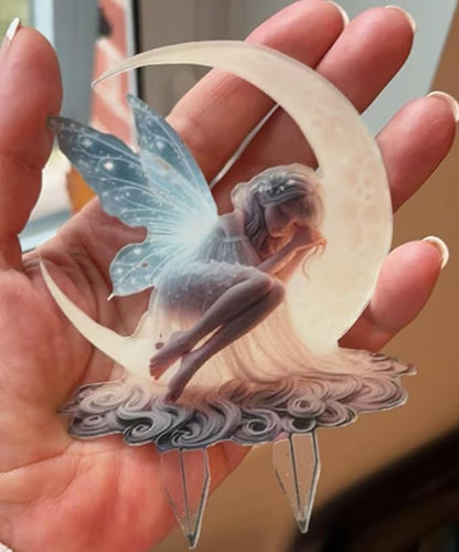 2D Flat Moonlit Fairy Garden Stake Acrylic Outdoor Decor for Lawn, Patio, Mother'S Day Gift, Yard, Flower Pot Farmhouse Art, Patio Decoration