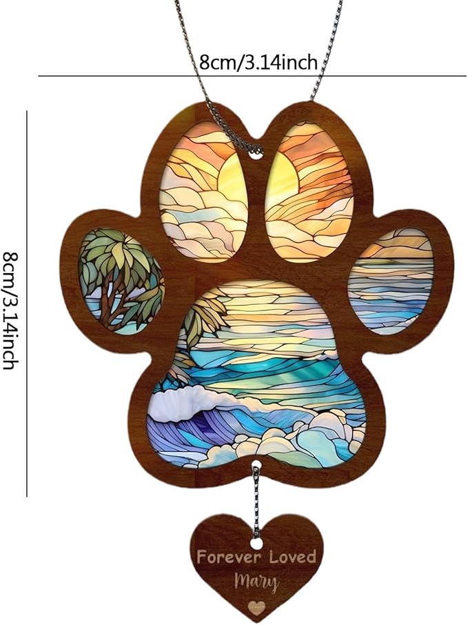 Wooden Puppy Sun Catcher - Rainbow Maker Decoration, Dog Memorial Sculpture | Wall Hanging Art for Home, Garden, Office, Window, Adds Colorful Charm to Any Space, Thoughtful to Dogs