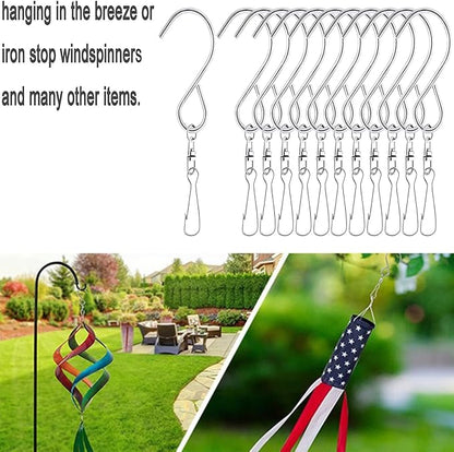 MFDSJ 24 Pcs Swivel Clip Hanging Hooks, Stainless Steel 360 Degree Rotating Windsock Clips for Hanging Wind Chimes, Plants, Bird Feeder, Crystal, Birdcage