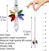 Rainbow Guardian Angel Crystal Suncatcher for Home/Car Decoration & Porch Decor & Hangings Crystal Glass Ornament for Christmas Tree Christmas Ornaments for Tree Gift for Mom Women (Rainbow)