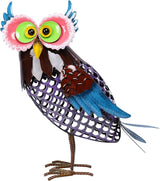 MUMTOP Solar Lanterns Outdoor Waterproof - Colorful Metal Owl Solar Lights Decorative, Hollow Out Owl Light Tabletop Lantern Lamp Ornaments for Yard Patio Garden Outside Decorations