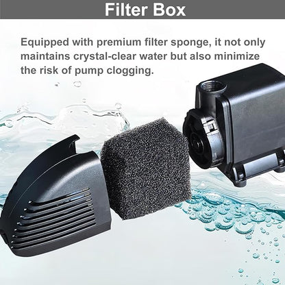 Pond Filter with Pump Fountain Kits, Submersible Pump Pond Fountain Koi Pond Filters for Outdoor Pond,3 Water Patterns Decoration Garden Pond Landscape With Color Light,660GPH 110V Corded Electric