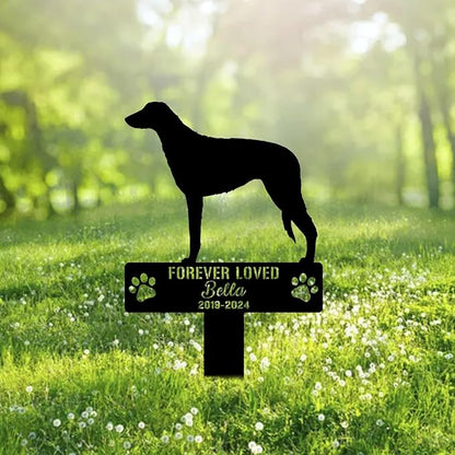 Custom Scottish Deerhound Dog Metal Memorial Garden Stake Personalized Pet Grave Marker Name Sign Remembrance Stake Decor Sympathy Dog Loss,Outdoor Statues for Yard Garden Lawn Patio Pathway Grave.