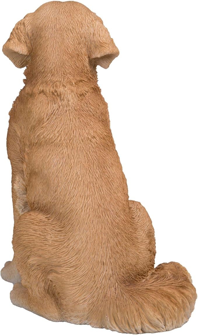 HI-LINE Sitting Golden Retriever Dog Outdoor Garden Statue - 14"
