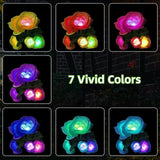 Solar Flowers Lights - Solar Garden Lights Outdoor Waterproof Yellow Rose, 40 Hours Color Changing Solar Powered Outside Decor Decoration for Yard Patio Pathway Lawn, Gifts for Mom, 2pcs