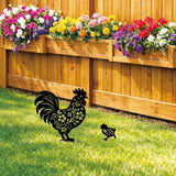 SUPERDANT 4PCS Chicken Metal Garden Yard Art Decor Black Silhouette Outdoor Iron Art Decoration Garden Stakes Statues Ornament Crafts for Backyard Parks Lawns Outdoor Spaces