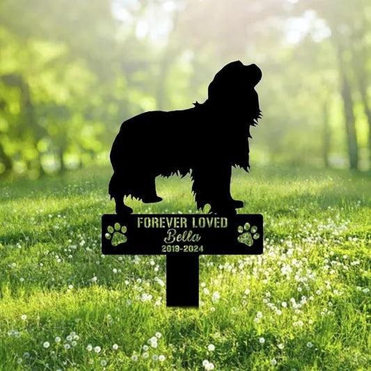 Custom Cavalier Dog Metal Memorial Garden Stake Personalized Pet Grave Marker Name Sign Remembrance Stake Decor Sympathy Dog Loss,Outdoor Statues for Yard Garden Lawn Patio Pathway Grave Gift.
