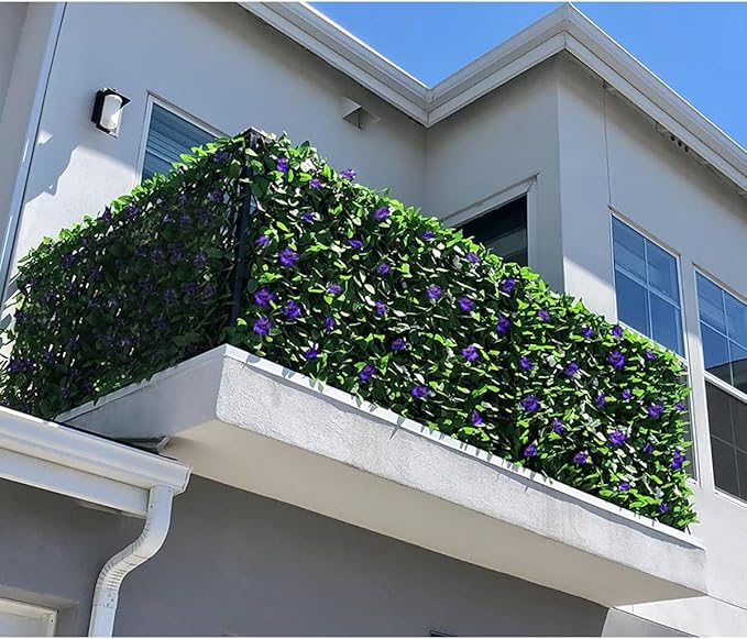 Expandable Fence Privacy Screen for Balcony Patio Outdoor,Decorative Faux Ivy Fencing Panel,Artificial Hedges (Single Sided Leaves)…