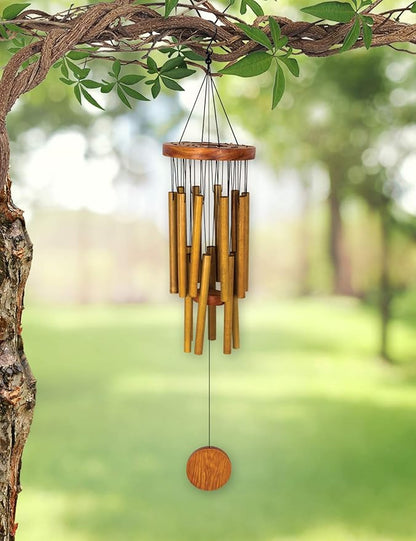 Sunset Vista Designs 91956 Outdoor Chimes Zen Gardens Bamboo Wind Chime for Patios Porches and More, 26-Inches Long, Circles