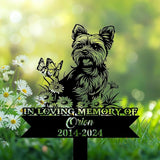 Personalized Yorkshire Terrier Grave Marker, Yorkie Sitting in Garden Memorial Garden Stake, Yorkshire Terrier Memorial Gift, Loss of Yorkie, Outdoor Pet Headstone, Dog Burial Stake