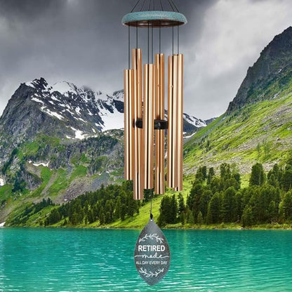 ASTARIN Personalized Happy Retirement Gift, Produced in USA Retirement Wind Chimes for Women Men, 35" Large Deep Tone Wind Chime Retire Gifts for Teacher Co-Workers Boss Husband Friends Parents