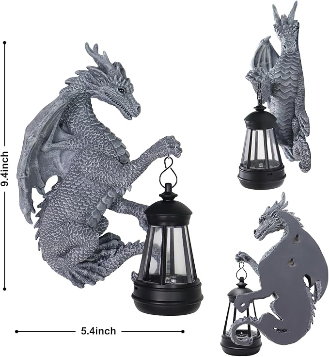 Garden Statues Tree Hugger Dragon - Halloween Dragon Statue Solar Lights Outdoor Patio Wall Decor,Christmas& Mothers Day&Birthday Gifts for Grandma Mom Women,Ideas Arts Crafts Waterproof Resin Lantern