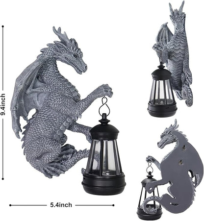 Garden Statues Tree Hugger Dragon - Halloween Dragon Statue Solar Lights Outdoor Patio Wall Decor,Christmas& Mothers Day&Birthday Gifts for Grandma Mom Women,Ideas Arts Crafts Waterproof Resin Lantern