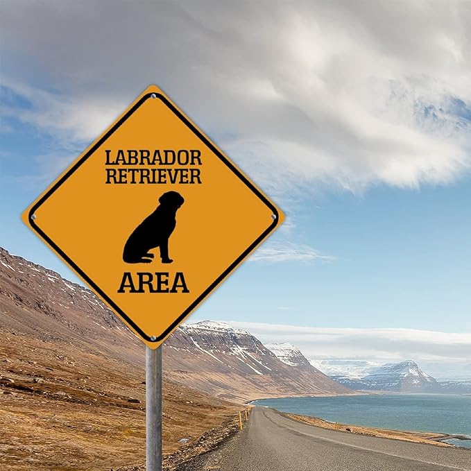Labrador Retriever Crossing Xing Sign Beware of Dog Metal Sign Labrador Retriever Warning Sign Crossing Zone Sign for Farm Yard Front Door Indoor Outdoor Street Sign 12x12in