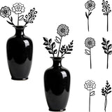 Black Metal Flowers Set of 6 Decorative Garden Stakes Yard Art, Garden Decorations Outdoor Metal Plant Stakes, Flower Bed Decor Garden Art, Plant Decorations for Pots and Flowers for Vase