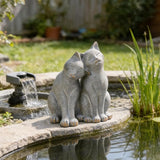 Cat Garden Statues Outdoor Cat-Figurines - Garden Decorations 8.5 x 8 x 10.5 in Resin Kitten Couple Sculpture Cats Statue for Farmhouse Outside Backyard Lawn Gift for Kitten Lovers Newman House Studio