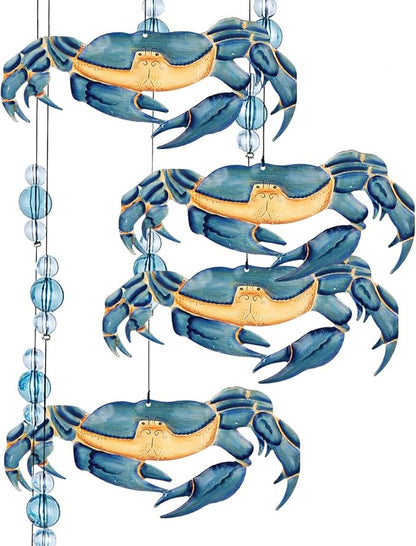 Sunset Vista Designs Kathy Hatch Great Outdoors Land and Sea Collection 18" Garden Wind Chime - Blue Crab