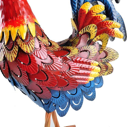 Metal Rooster Statue Garden Chicken Sculpture Decoration Metal Yard Art for Yard Outdoor Indoor Decoration (#B)