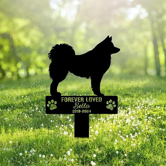 Custom Finnish Spitz Dog Metal Memorial Garden Stake Personalized Pet Grave Marker Name Sign Remembrance Stake Decor Sympathy Dog Loss,Outdoor Statues for Yard Garden Lawn Patio Pathway Grave.