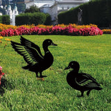 SUPERDANT 3PCS Ducks Metal Garden Yard Art Decor Black Silhouette Outdoor Iron Art Decoration Garden Stakes Statues Ornament Crafts for Backyard Parks Lawns Outdoor Spaces