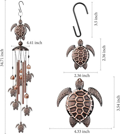 Sea Turtle Wind Chimes for Outside, 35" Decorative Wind Chimes Turtle Gifts for Women, Memorial Wind Chime Outdoors with S Hook for Patio Garden Decor, Birthday Gifts for Mom Grandma