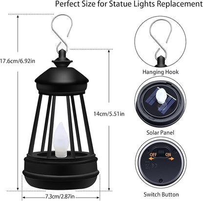 Mini Solar Lantern Lights Replacement for Outdoor Statue, Small Hanging Lantern Replacement, Waterproof Garden Decor Outdoor Lighting Decorative Lights for Yard Patio Lighting, Warm White, 2 Pack