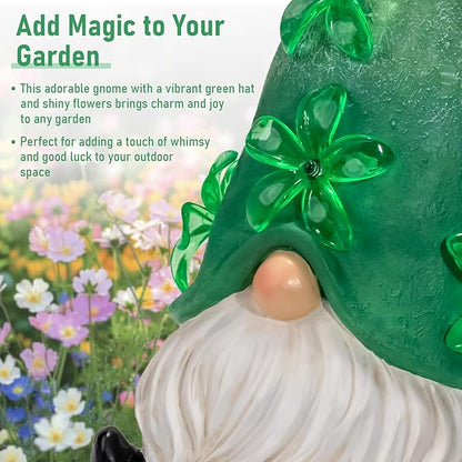 twinbling Large Garden Gnome Statue with Solar Lights, Outdoor Patio,Lawn,Yard,Balcony Garden Decor (6.5"*6.7"*11")