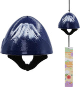 Japanese Wind Chime Cast-Iron Outdoor Ornament for Garden, Patio & Balcony, Hanging Metal Wind-Bell Decoration Gift, Blessing Pendant Windchimes & PVC Wind-Catcher, Mt. Fuji - Blue