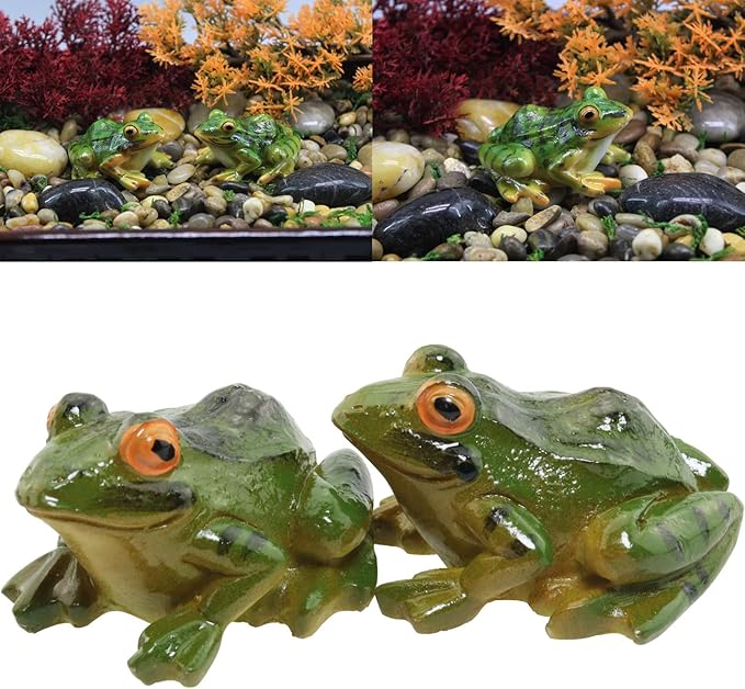 2pcs Resin Simulation Frog Statue Animal Sculpture 6.5x5.5x3.8cm for Home Garden Backyard Outdoor Decoration