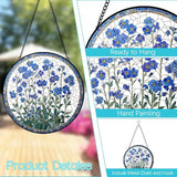 Forget Me Not Flower Suncatcher Stained Glass Window Hanging - 8″ Handmade Blue Flowers Suncatchers for Windows Hanging-Sun Catchers Wall Decor Home Garden Decorations Gift for Women Mom Plant Lovers