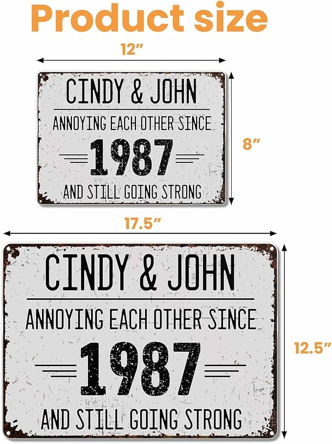 Annoying Each Other Since And Still Going Strong Personalized Metal Sign, Custom Anniversary Couple Metal Sign with Name, Annoying Each Other Metal Garden Sign for Couples, Gifts for Husband Wife