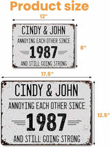Annoying Each Other Since And Still Going Strong Personalized Metal Sign, Custom Anniversary Couple Metal Sign with Name, Annoying Each Other Metal Garden Sign for Couples, Gifts for Husband Wife